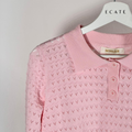 Polo traforata in maglia – Rosa pastello