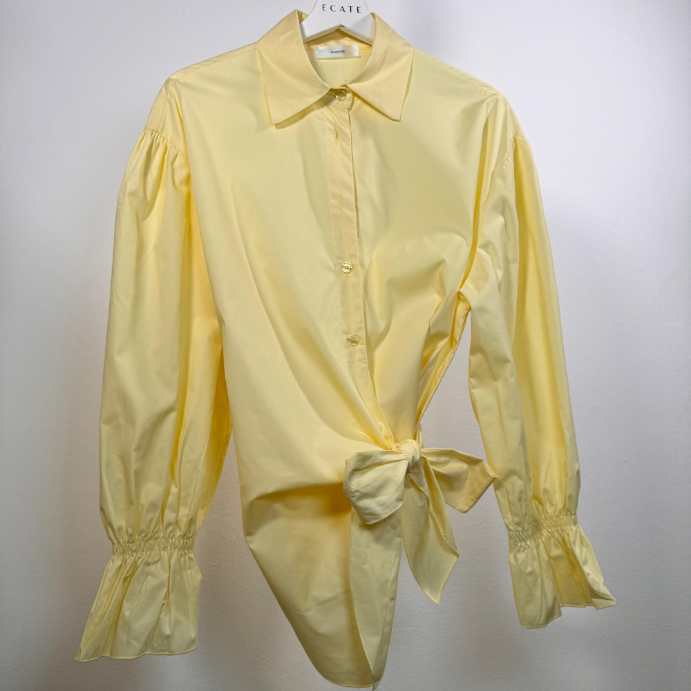 Camicia Nodo in Cotone – Giallo pastello